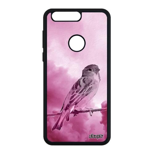 Coque Honor 8 En Silicone Oiseau De Protection Smartphone Design Nature Nuage Animaux Animal Tpu Petit Moineau Rose Antichoc Ciel