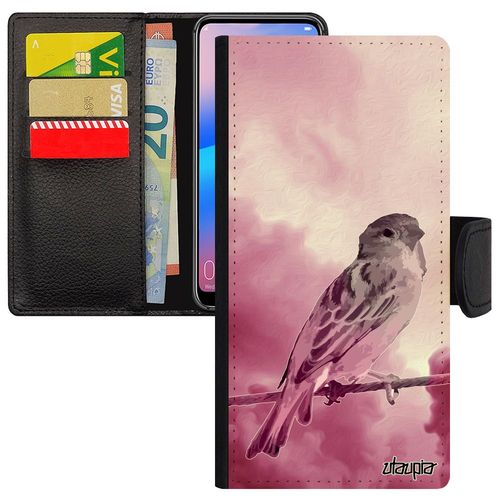 Coque À Rabat Pour Honor 8a Silicone Oiseau De Protection Case Nature Nuage Petit Animal Ciel Smartphone Design Rose Moineau Animaux