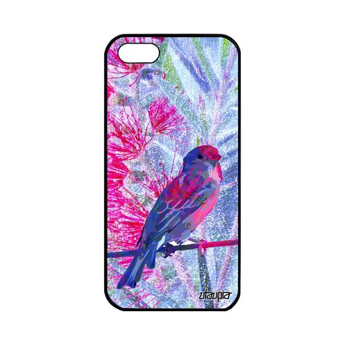 Coque Silicone Apple Iphone 5 5s Se Oiseau Etui Design 4g Moineau Telephone Bleu Nature Portable Animal Petit Animaux Fleurs Dessin