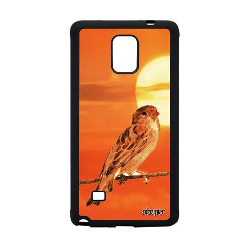 Coque En Silicone Galaxy Note 4 Oiseau Dual Sim Antichoc Nature Couché De Soleil Ciel Animal Orange Design Aluminium Animaux Samsung