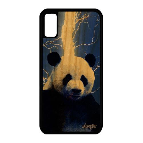 Coque Silicone Iphone Xs En Bois Naturel Panda Tpu Bleu Housse Geant Case Animaux Rigide Ecologie Design 256 Go Eclair Ecolo