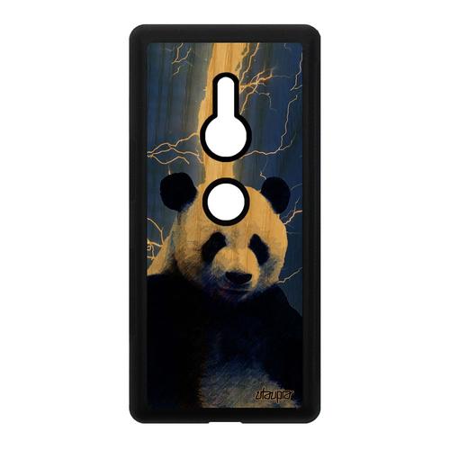 Coque En Bois Veritable Panda Sony Xperia Xz2 Silicone Bleu Ecolo Animaux Eclair Ecologie Case Design Foudre Cover Animal 4g Souple