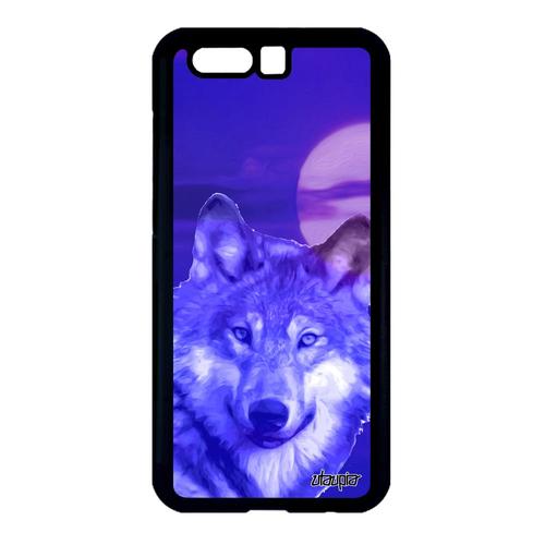 Coque De Protection Honor 9 En Silicone Loup Antichoc Ciel Smartphone Bleu Animaux Predateur Telephone Louve Design Alu Animal Lune