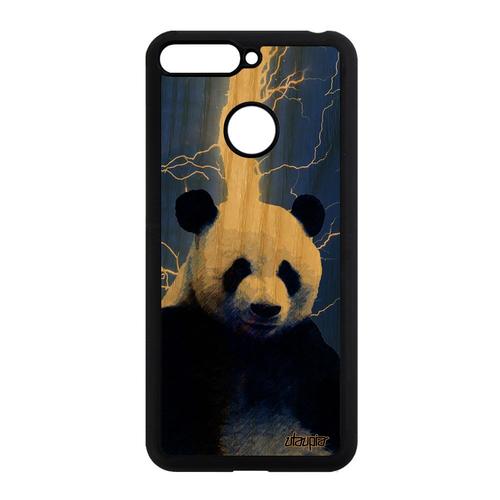 Coque Bois Silicone Honor 7a Panda Orage Ecolo Design Bleu Antichoc De Protection Animal Chine Smartphone Eclair Tpu Geant Original