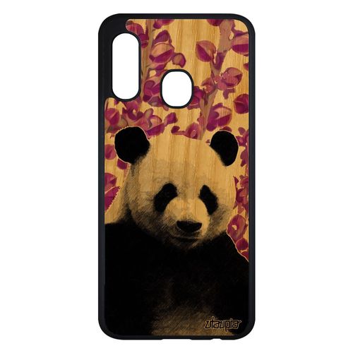 Coque Panda Samsung Galaxy A20e En Bois Silicone Telephone Ours Personnalisé Animaux Design Antichoc Rose Animal Case Plante Geant