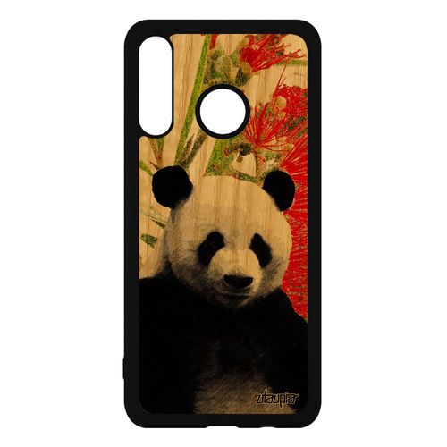 Coque En Bois Silicone Pour Huawei P30 Lite Panda Antichoc Ecologie Vert Ecolo Peinture Ours Dessin Geant Housse Fleurs Design