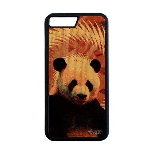 Coque Bois Iphone 7+ Plus Silicone Panda Animal Ecolo De Protection Housse Texture Animaux Ecologie Geant Chine Made In France