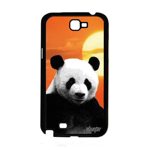 Coque Pour Galaxy Note 2 Silicone Panda Ours Animaux Animal Orange Ciel Portable Mobile Metal Geant Unique Ecologie Design Samsung