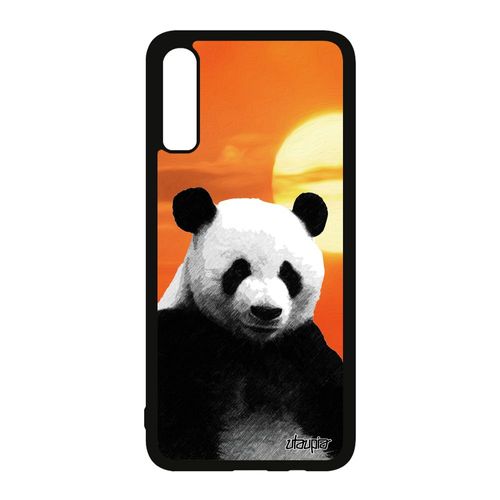 Coque Samsung Galaxy A70 En Silicone Panda Dessin Ours Geant Ecologie 4g Case Ciel Telephone Orange Animal Couché De Soleil Design