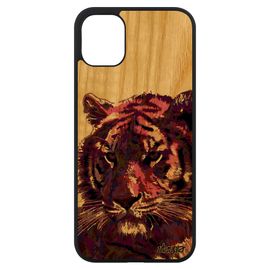 Coque Bois Iphone 11 Silicone Tigre Pop Art Tigresse Violet Animal Grapgique Felin Sauvage Antichoc Animaux Design Du Bengal