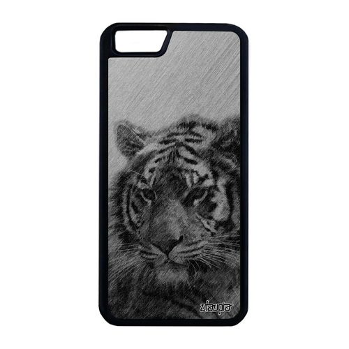 Coque Iphone 6+ 6s+ Plus Silicone Tigre 32 Go Animaux Design Telephone Gris Predateur Fauve Felin Tpu Mobile Noir Etui Animal