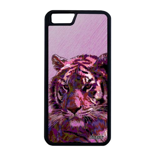 Coque Pour Iphone 6+ 6s+ Plus Silicone Tigre Animal Fauve Telephone Design Animaux Rose Housse 4g Antichoc 64 Go Bumper Felin