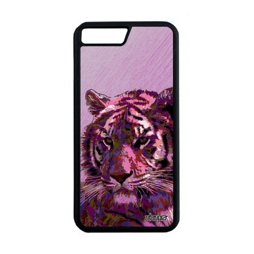 Coque Silicone Iphone 7+ Plus Tigre Fauve Du Bengal Texture De Protection Rose Multicolore Animaux Tigresse 4g Made In France