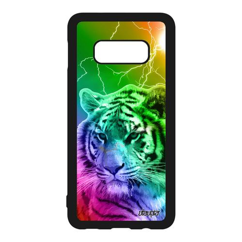 Coque Rigide Samsung Galaxy S10e En Silicone Tigre Case Predateur Design Tigresse Eclair Fauve Animaux Etui Felin Jaune De Tasmanie