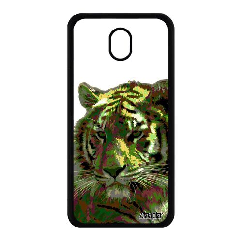 Coque Samsung Galaxy J7 2017 Pro Silicone Tigre Case Pop Art Peinture Tigresse Gel Felin Animaux Animal Du Bengal Rigide Vert Fauve
