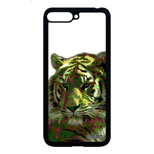 Coque Silicone Pour Huawei Y6 2018 Tigre Animal Sauvage Tigresse De Protection Smartphone Case Du Bengal Pop Art Design Animaux Vert