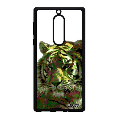 Coque En Silicone Pour Nokia 5 Tigre De Protection Vert Antichoc Felin Animaux Design Animal Sauvage Pop Art Personnalisé Peinture