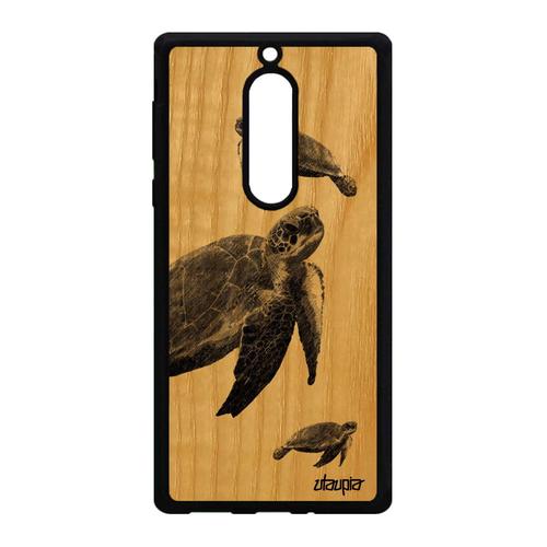 Coque Tortue Nokia 5 En Bois Et Silicone De Mer Design Smartphone Jolie Etui Dessin Marin Telephone Gris Animal Luth Ocean Antichoc