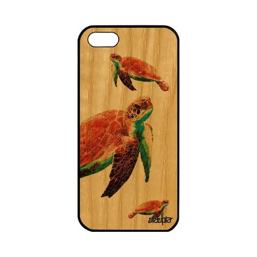 Coque Apple Iphone 5 5s Se Vrai Bois Silicone Tortue 32 Go Orange Jeu. Design Tpu Frêne Geante Rigide Nature Animal Made In France