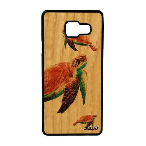 Coque En Bois Tortue Samsung Galaxy A3 2016 Et Silicone Original Geante Nature Animaux Ocean Jeu. Orange Peinture Telephone Unique