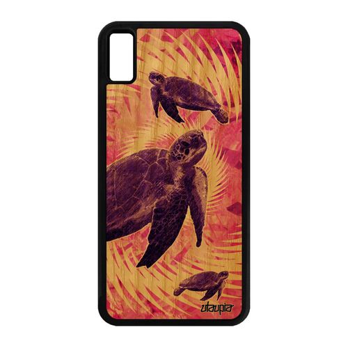 Coque Bois Pour Iphone Xs Max Silicone Tortue Ocean Etui Case Rose Texture Animal Frêne De Mer Mobile Luth Design Souple Marin