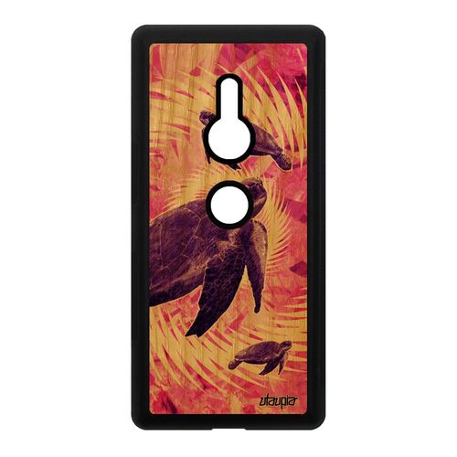 Coque Sony Xperia Xz2 En Vrai Bois Silicone Tortue Design Telephone De Mer Texture Mandala Rigide Animaux Rose Reptile Luth Animal