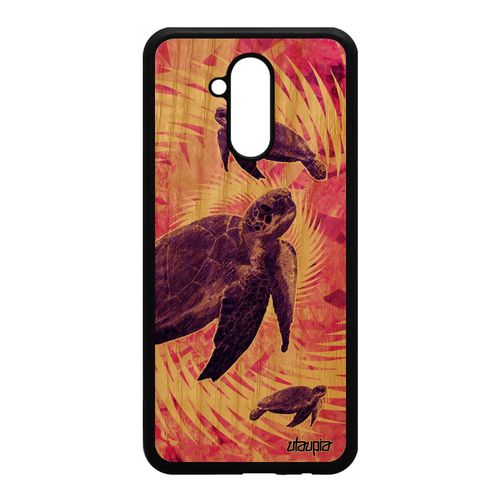 Coque Huawei Mate 20 Lite En Bois Silicone Tortue Case 4g Texture Design Mandala De Protection Luth Marin Ocean Rose Made In France