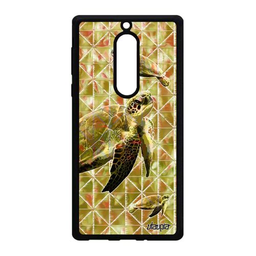 Coque De Protection Nokia 5 En Silicone Tortue Geometrie Ocean Sam. Vert Etui Gel Smartphone Animaux Marine Graphique Design Animal