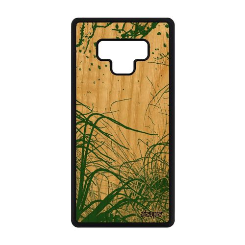 Coque Silicone Fonds Marins Samsung Galaxy Note 9 En Bois Veritable Mer Nature Smartphone Vert Algues Dessin Plongée Made In France