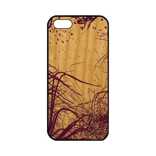Coque Bois Naturel Pour Iphone 5 5s Se Silicone Océan Plongée Mer Fonds Marins Nature Rigide Peinture Algues Solide Unique De Apple