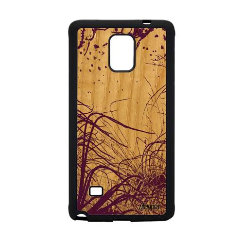 Coque Bois Pour Samsung Galaxy Note 4 Silicone Océan Nature Fonds Marins Smartphone Violet Bumper Telephone Plantes Marines Housse