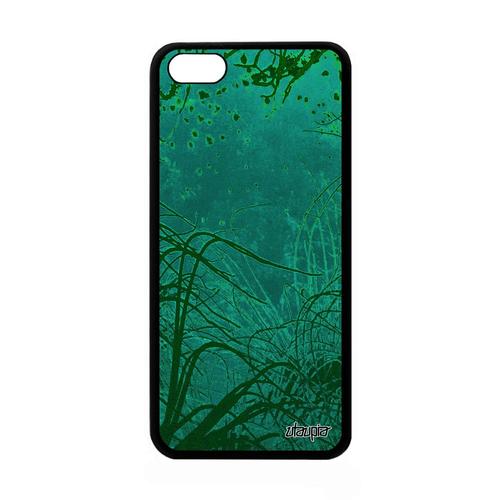 Coque Silicone Telephone Apple Iphone 5c Fonds Marins Gel Dessin Mer Océan Plantes Marines Algues Motif Plongée De Protection Vert