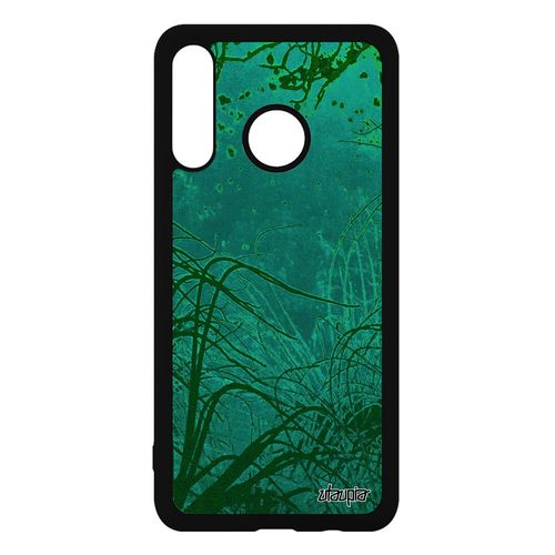 Coque Huawei P30 Lite Silicone Fonds Marins Nature 4g Vert Portable Dessin Algues Plantes Marines Océan Mer Plongée Antichoc De