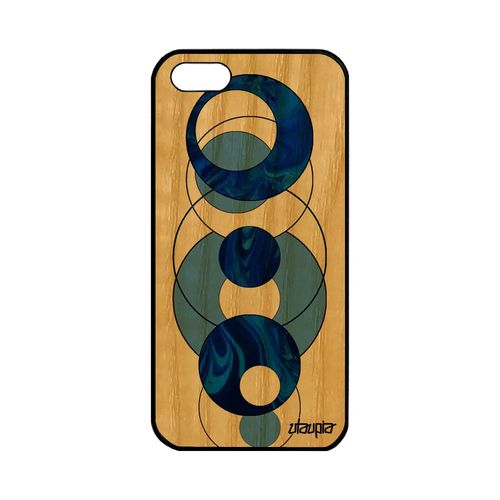 Coque En Bois Marbre Apple Iphone 5 5s Se Silicone Effet Telephone Bleu Design Cadeau Unique Motif De Protection Granite Geometrie