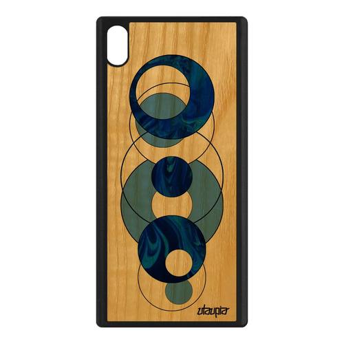 Coque Sony Xperia Xa1 Ultra Bois Silicone Marbre Bleu Granite Geometrie Solide De Protection Etui Rond Coloré Matiere Cadeau Dessin