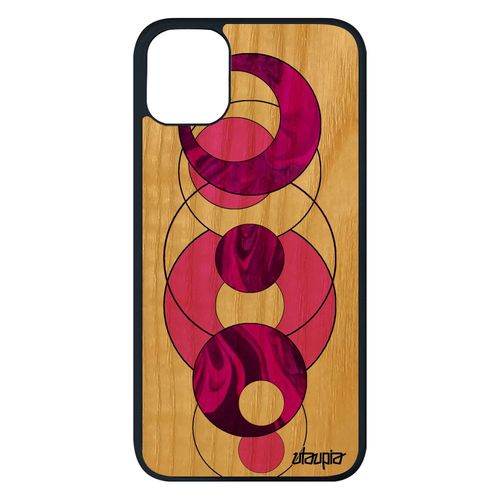 Coque Silicone Pour Iphone 11 Pro Max Bois Marbre Rose Geometrie Housse Artisanat Antichoc Design Pierre Smartphone Rond Motif