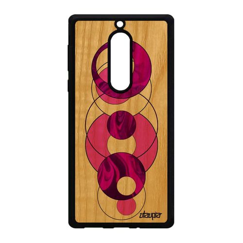 Coque Pour Nokia 5 En Bois Silicone Marbre Cover Telephone Artisanat Pierre Granite Housse Rose 4g Design Rond Coloré Texture Case