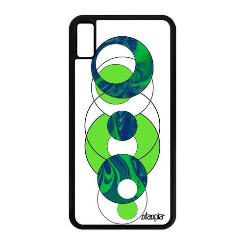 Coque Antichoc Pour Iphone Xs Max En Silicone Marbre Vert Geometrie Fond Metal Design Jolie Effet Case Rond Granite Mobile Tpu
