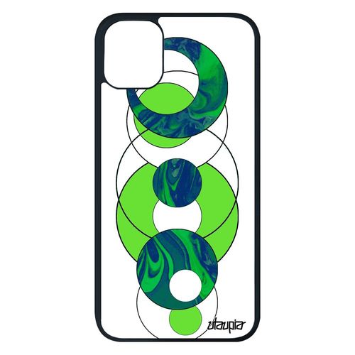Coque Silicone Iphone 11 Pro Max Marbre Design Geometrie Vert Fond Solide Housse Motif Granite Telephone Matiere 4g Effet Rond