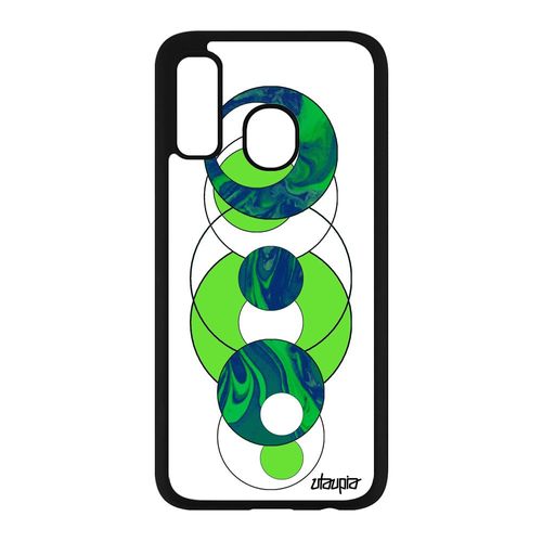 Coque Silicone Samsung Galaxy A40 Marbre Vert Case Jolie Fond Smartphone Motif Effet Bumper Portable Matiere Rond Geometrie Design