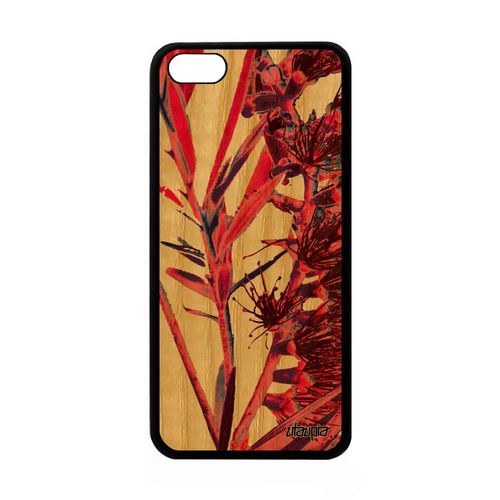 Coque Iphone 5c En Bois Silicone Fleurs Jolie Case Unique Fond Florale Noir Design Effet Nature Telephone Plante Exotique Rose Apple