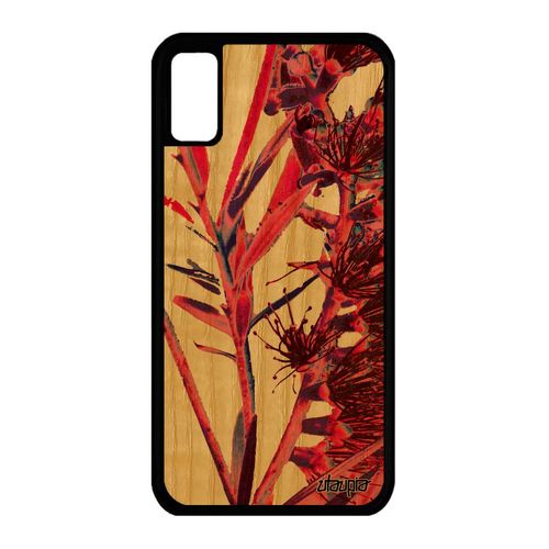 Coque Fleurs Iphone Xs Bois Silicone Etui Bumper Plante Exotique Effet Portable Design Mobile Fond Rose Jolie Nature De