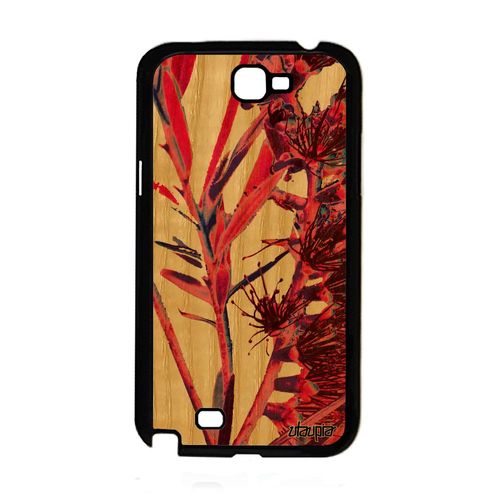 Coque Samsung Galaxy Note 2 Bois Silicone Fleurs 4g Plante Exotique Jolie Cover Effet Case Nature Rose Etui Telephone Fond Tpu De