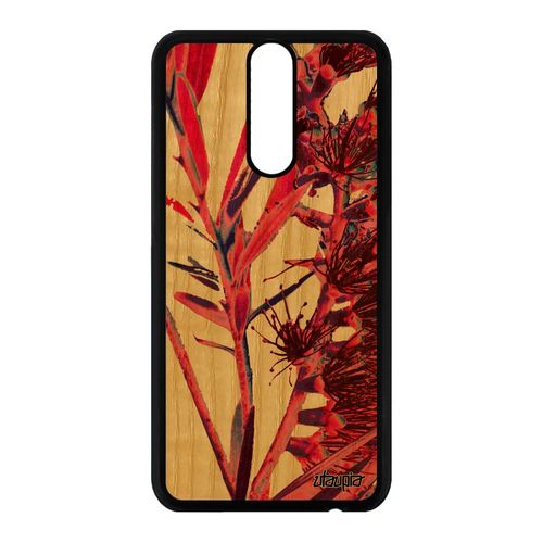 Coque Silicone Huawei Mate 10 Lite En Bois Veritable Fleurs Bumper Plante Exotique Fond Smartphone Effet Portable Nature Jolie Rose