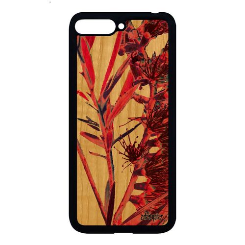 Coque Huawei Y6 2018 Bois Silicone Fleurs Fond Rose Telephone Housse Nature Antichoc Plante Exotique Jolie Mobile De Made In France