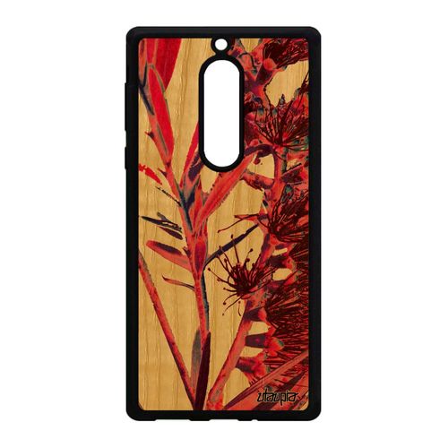 Coque En Vrai Bois Fleurs Pour Nokia 5 Silicone Frêne 4g Plante Exotique Rose Antichoc Fond Housse Jolie Florale Nature Effet Design