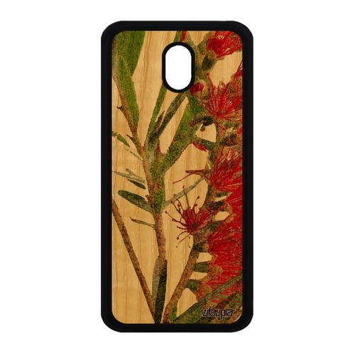 Coque Pour Samsung Galaxy J3 2017 Bois Silicone Fleurs Artisanat Plante Exotique Fond Florale Case Etui Texture Design Vert Nature