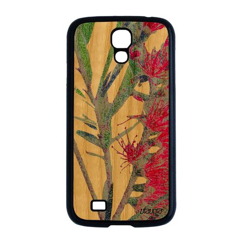 Coque Bois Pour Samsung Galaxy S4 Silicone Fleurs Motif Telephone Gt-I9506 De Protection Personnalisé Nature Effet Design Rose Fond