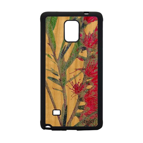 Coque Vrai Bois Samsung Galaxy Note 4 Silicone Fleurs Plante Exotique Effet Mobile Design Fond Florale Antichoc Housse Rose Gel De