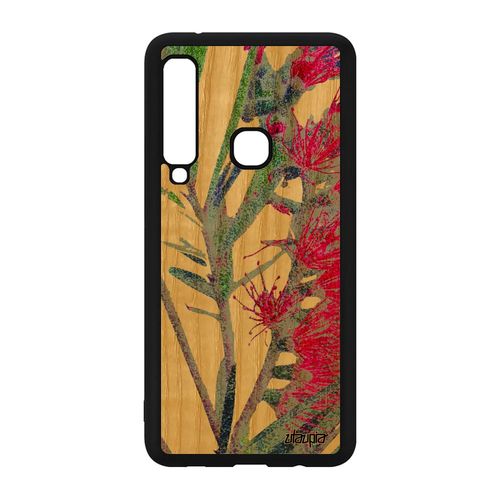 Coque En Bois Antichoc Galaxy A9 2018 Silicone Fleurs Rose Plante Exotique Personnalisé Effet Nature Design Florale Portable Samsung